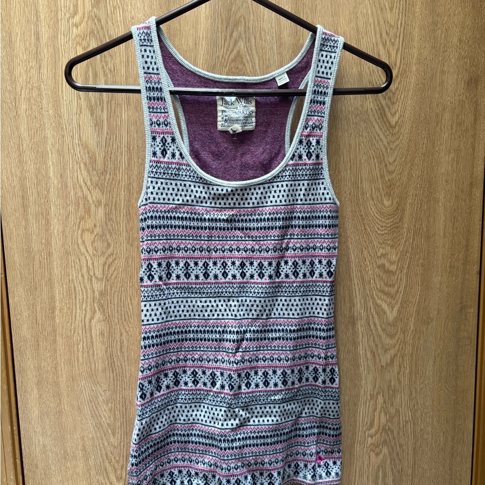 Jack Wills Pink purple and Gray Patterned Tank Top